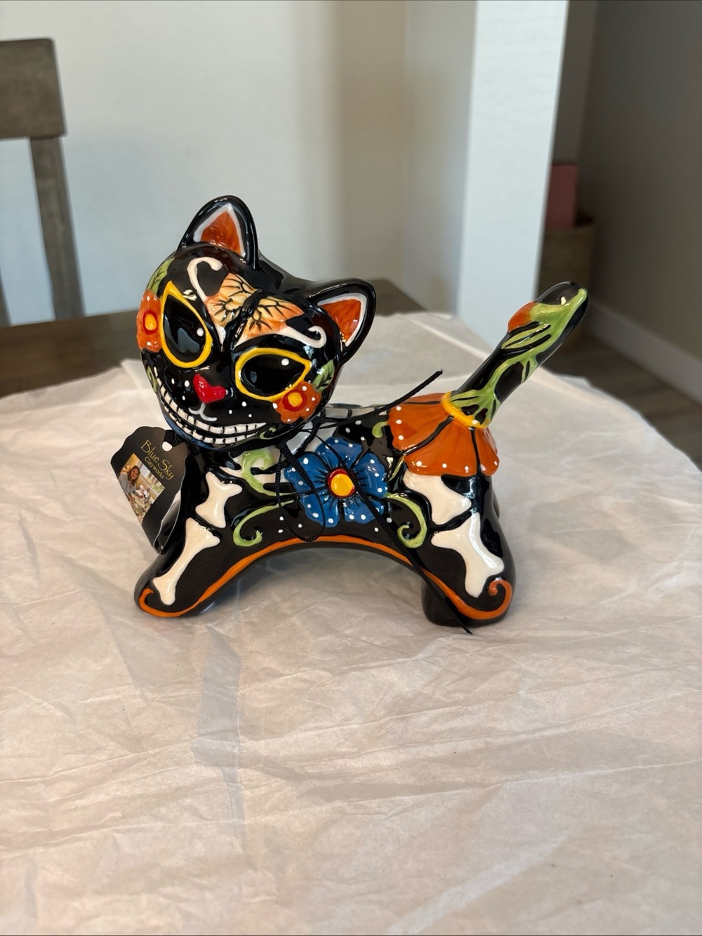 BLUE SKY CLAYWORKS HALLOWEEN  DAY OF THE DEAD CAT BUTTERFLY FLORAL PATTERN (NEW)